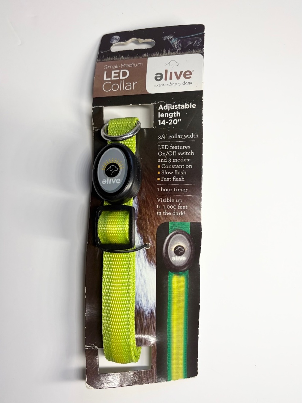 ELIVE LED DOG COLLAR SMALL/MEDIUM GREEN